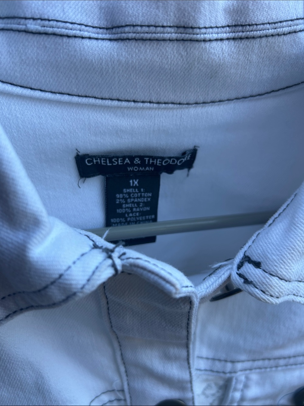 Chelsea & Theodore White Lace-Detail Jean Jacket - Picture 3 of 6